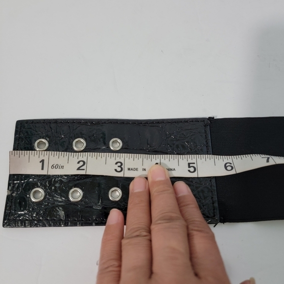 MNG Mango 43650397 99C 02 Black Elastic Wide Belt L 30.5" W 4" - Picture 8 of 10